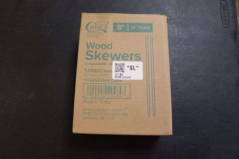 New box of Choice 8" wood skewers
