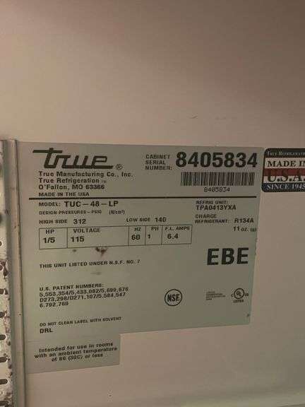 True TUC-48-LP portable 2 door under counter cooler with stainless work top