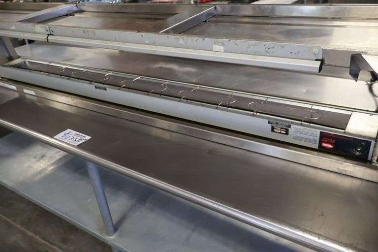 96" Wide double stainless over shelf with Hatco 72" Glo-Ray