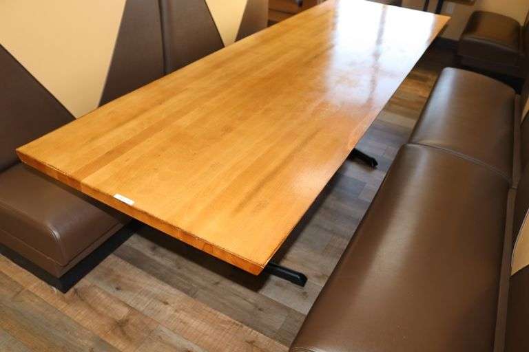 Times 2 - 30" x 96" live edge - dual pedestal tables - nice