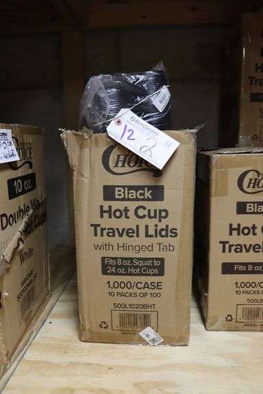 Black Choice hot cup travel lids with hinged tabs - 2 boxes