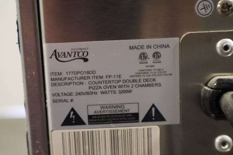 Like New - Avantco DPO-18-DD countertop electric double stone deck pizza oven - 240 volt, 1 phase - great condition, shows very little usage