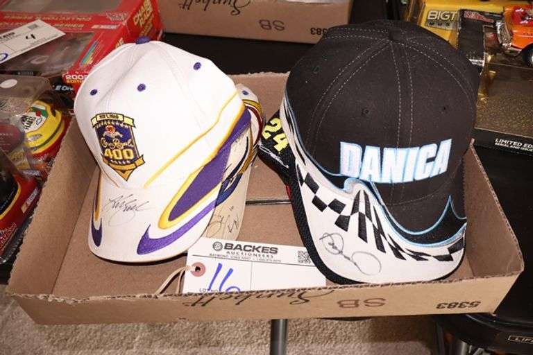 Box flat to go - Signed & unsigned Nascar hats - Located upstairs