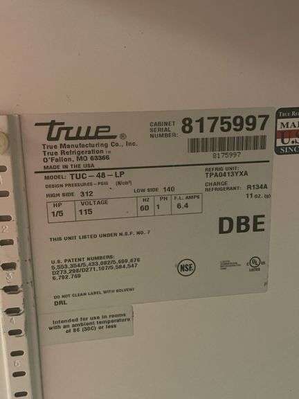 True TUC-48-LP portable 2 door under counter cooler with stainless work top