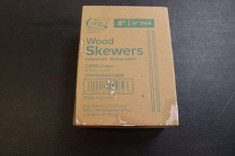 New box of Choice 8" wood skewers