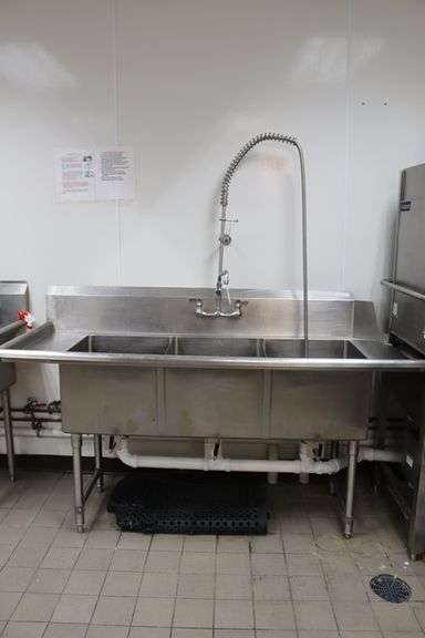 30" x 72" stainless left hand soil table with drain drops