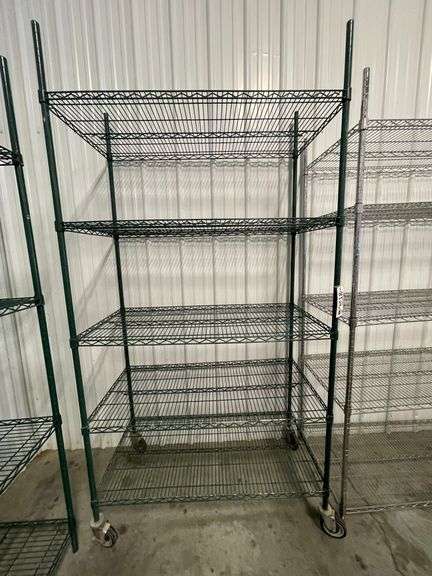 24" x 48" Portable green coated wire rack - 86" tall poles