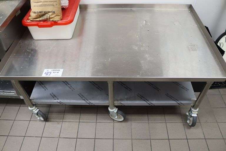 36" x 60" stainless custom made high dollar portable equipment stand - 6 castor base unit - nice