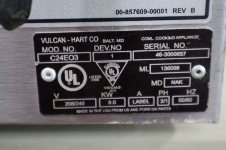 Vulcan C24E03 counter top electric steamer - 1/3 phase - wired 3 phase - 208/240 volt