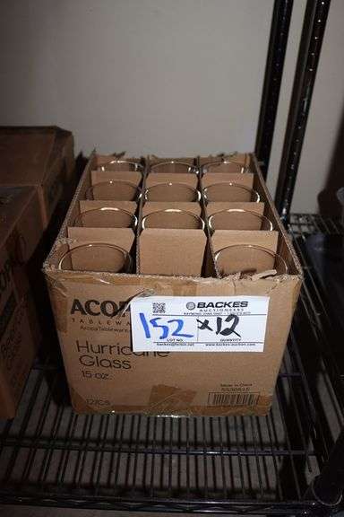 Case of Acopa 15 oz hurricane glasses (missing 1)