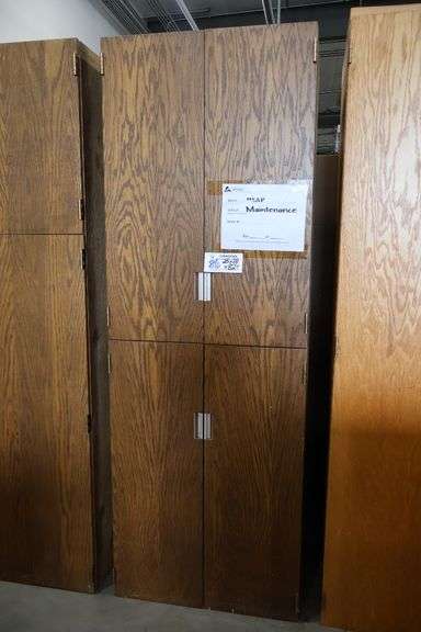 28" wide x 82" tall x 25" deep wood 4 door cabinet