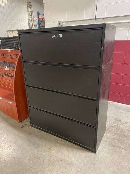 Black lateral 4 drawer filing cabinet