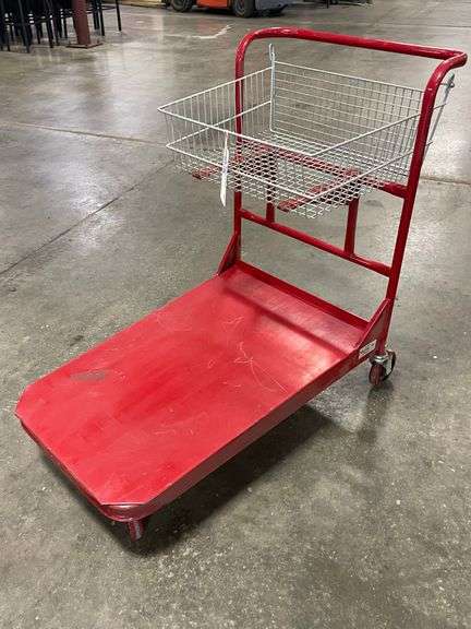 Winholt 24" x 36" heavy duty red metal 4 wheel warehouse cart