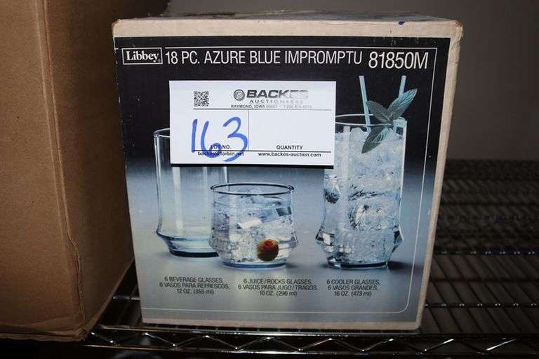 Libbey 18 piece Azure blue impromptu glass set