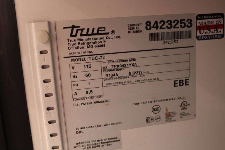 True TUC-72 stainless refrigerated 3 door under counter cooler with stainless work top