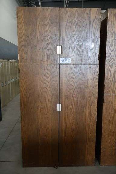 40" x 82" tall x 25" deep wood 4 door cabinet