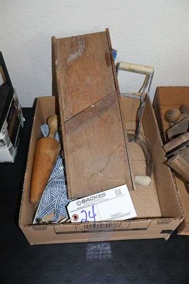 Box flat to go - Vintage mandolin, apron, & more - Located upstairs