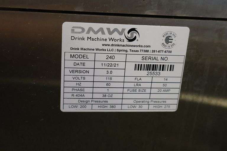 Drink Machine Works model #240 frozen 2 product beverage machine - 115 volt, 20 amp - s/n# 25533 - Owner just texted  - Paid over $5,000 for this unit