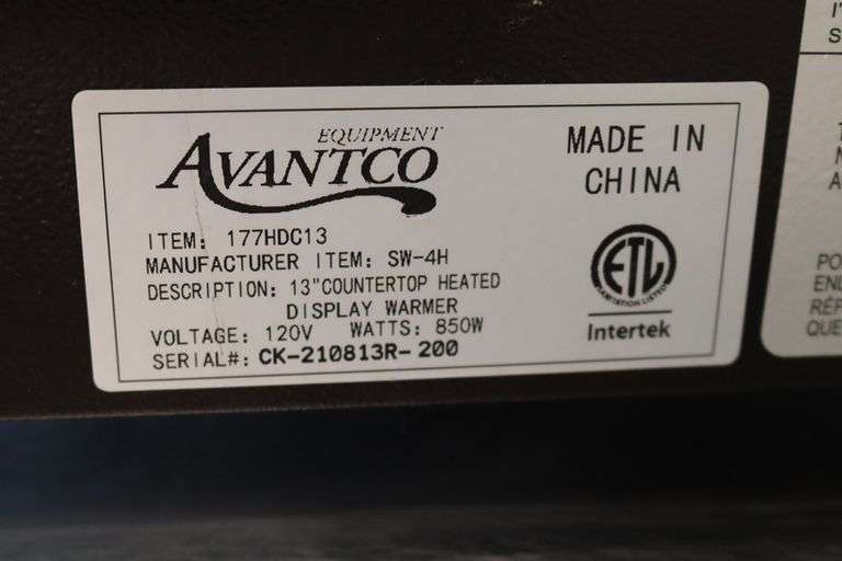 Avantco 13" counter top heated display warmer
