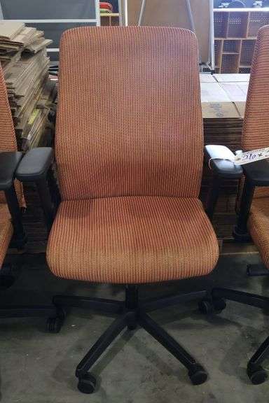 Times 3 - Orange tweed patterned armed office chairs