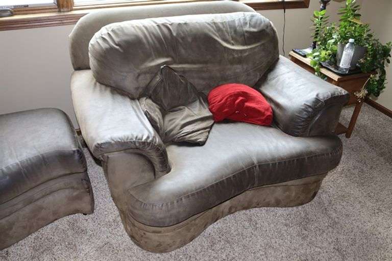 90" couch with matching chair & foot stool