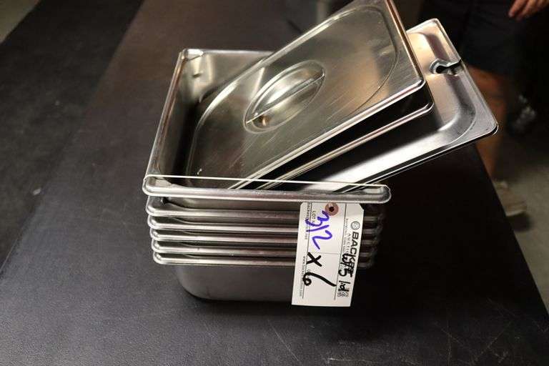 Times 6 - 1/2 x 4 stainless insets with 5 lids