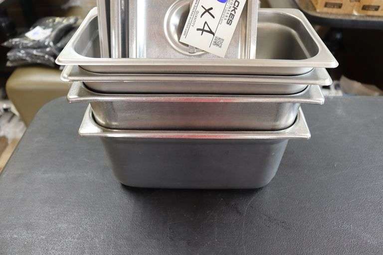 Times 4 - 1/3 x 6 stainless insets with lids