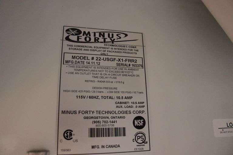 Minus 40 glass 1 door freezer - model 22-USGF-X1-FRR2 - nice