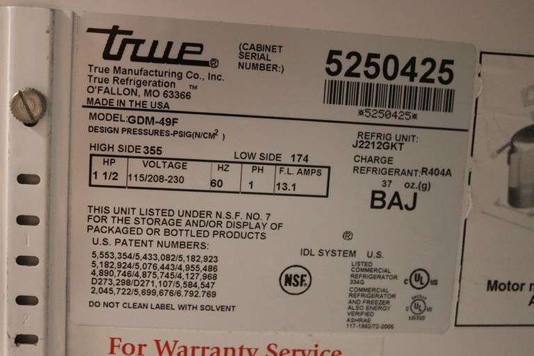 True GDM-49F glass 2 door freezer - nice