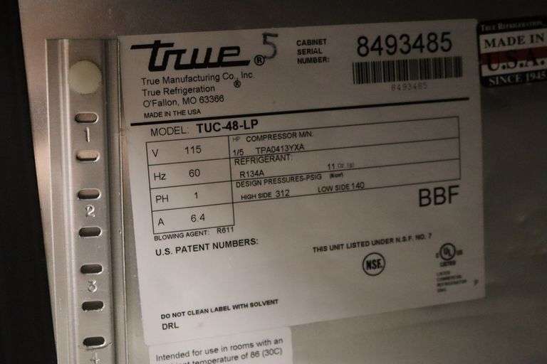 True TUC-48-LP portable 2 door under counter cooler with stainless work top