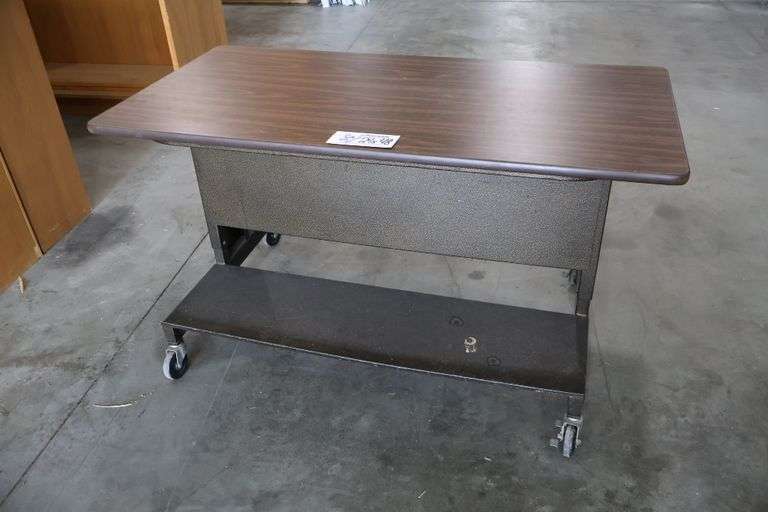 24" x 48" metal framed portable wood laminate top table