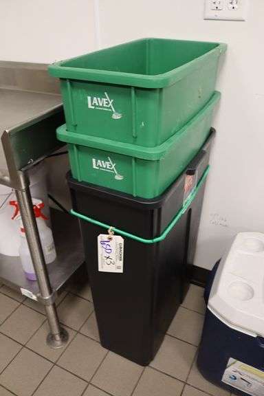 Times 3 - Lavex kitchen trash cans with lids