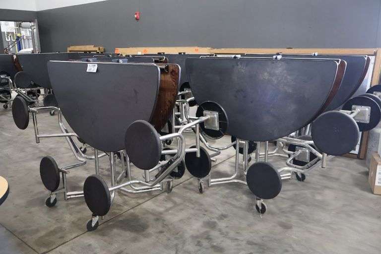Times 5 - Uniframe 60" round 8 student fold up portable lunch tables