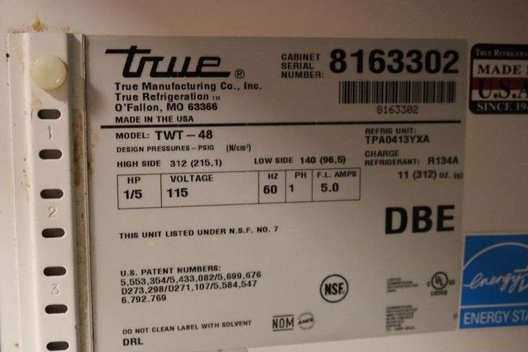 True TWT-48 refrigerated 2 door under counter cooler with stainless work top
