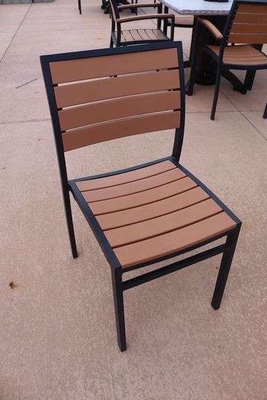 Patio set - 36" x 36" Grosfilex patio table with 4 chairs and umbrella and weights