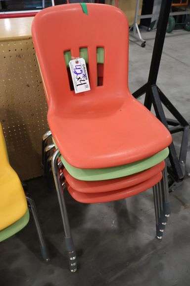 Times 4 - Chrome metal framed poly student chairs