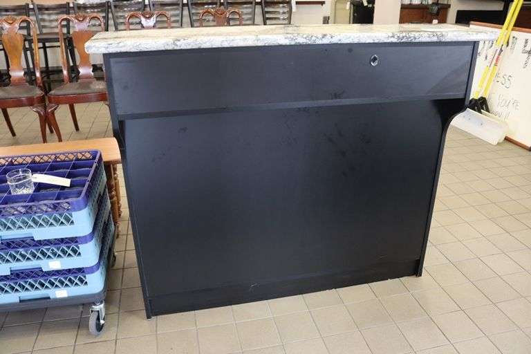 22" x 48" black base with marble top hostess station