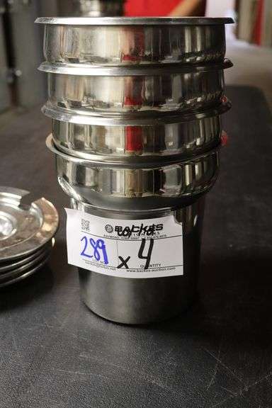 Times 4 - 7" stainless round insets with lids