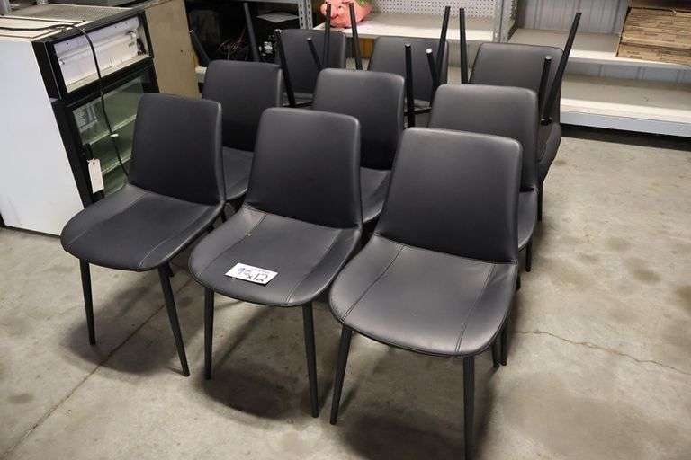 Times 12 - Black metal framed padded black vinyl dining/lounge chairs - supports up to 350# - easy to clean chairs