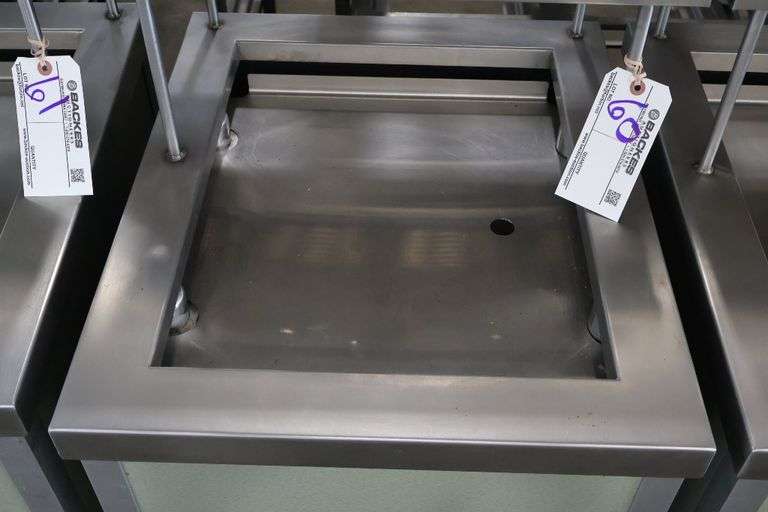 Atlas Metal 20" portable stainless tray cart with silverware dispenser
