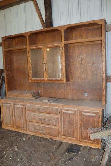96" x 102" x 20" deep wood wall cabinet - buyer to view