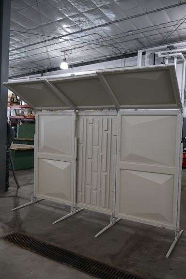 Wenger 3 panel Series 64 Travel master acoustic shells with portable transport cart - overall width is 10' - 2 panels have frames, 1 is an insert