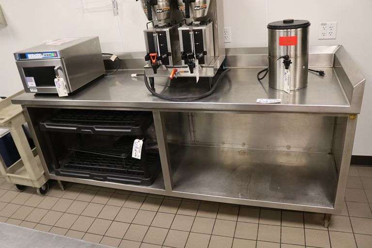 30" x 93" stainless base cabinet with 6" back splash