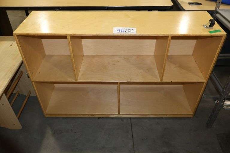 48" wide x 30" tall x 13" deep wood 5 bin wall cabinet