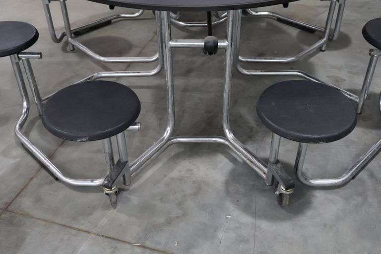 Times 5 - Uniframe 60" round 8 student fold up portable lunch tables
