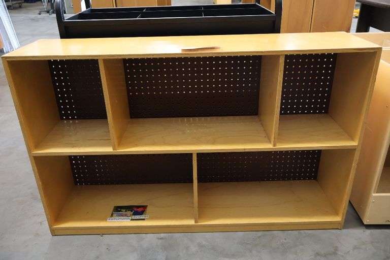 48" wide x 28" tall x 12" deep wood 5 bin organizer cabinet