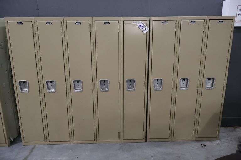 96" x 60" tall x 12" deep metal 8 bay 2 piece locker system
