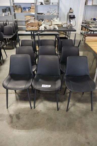 Times 12 - Black metal framed padded black vinyl dining/lounge chairs - supports up to 350# - easy to clean chairs