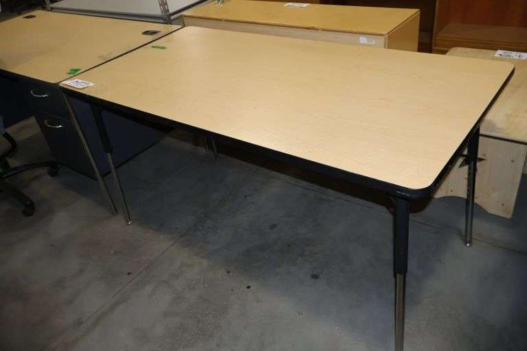 30" x 60" metal framed wood laminate top table