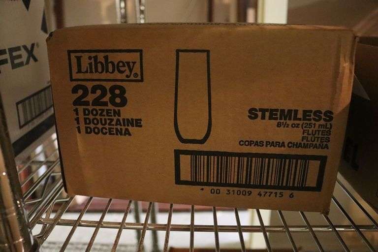 Case of Libbey stemless 8 1/2 oz fluted wine glasses
